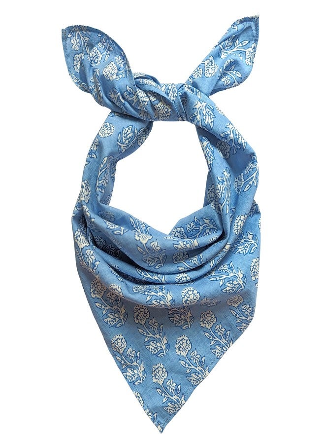 AVKA Studio 100% Cotton Bandanas for Women, Blue & White Floral, 20 Inch, 2 pack - Image 1
